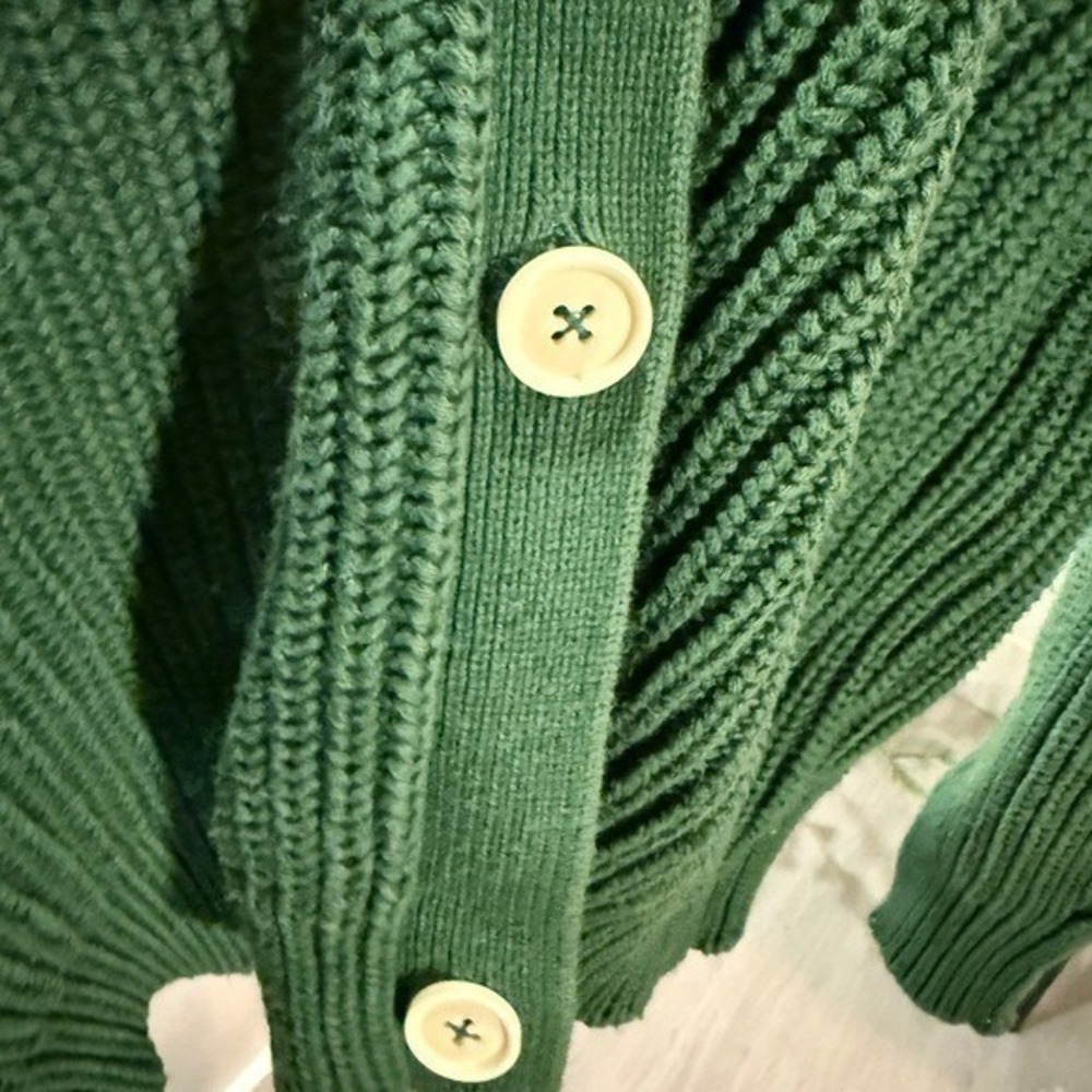 Tradlands Cardigan Kelly green cotton buttons ribbed knit easy wear bookish Sml - Picture 3 of 6